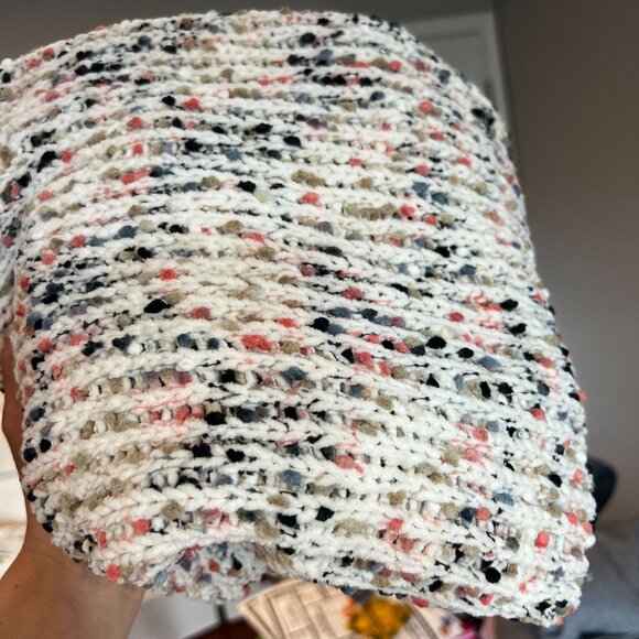 Cable & Gauge Womens Plus Size 3X Ribbed Knit Marled Confetti Sweater Off White - Picture 11 of 11